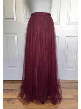 Jenny Yoo Collection Burgundy Tulle Maxi Skirt 4 Romantic Wedding Guest Formal